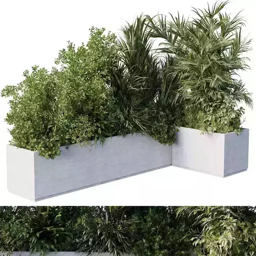 concrete box plants on stand - set outdoor plant 187 3D model