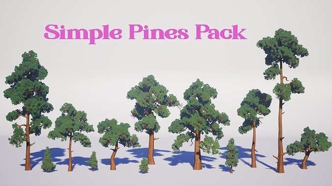 Simple Pines Pack Low-poly 3D model