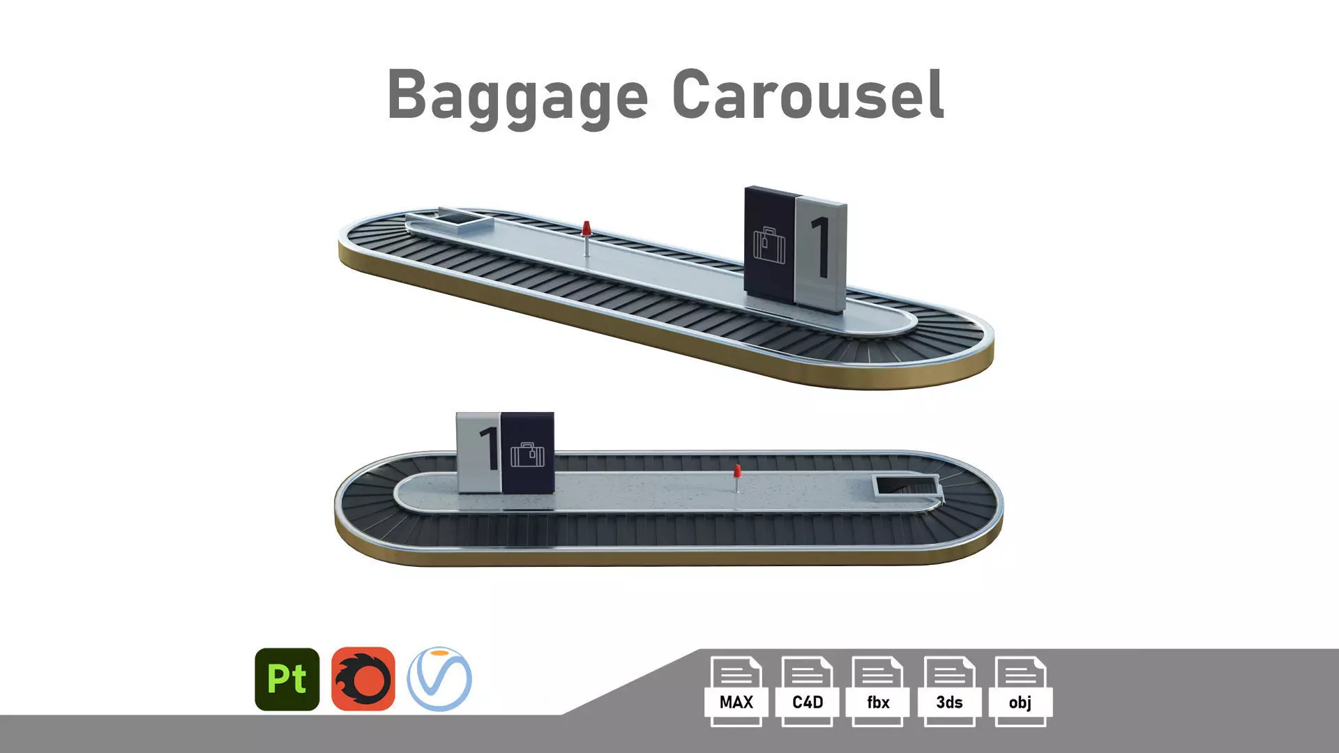 Baggage Carousel Low-poly 3D model_0