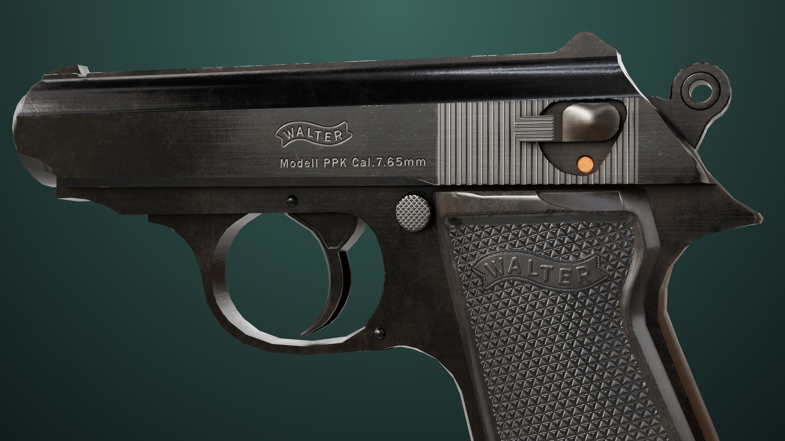 Pistol 05 Black Generic All PBR Unity UE Textures Included Low-poly 3D model_20