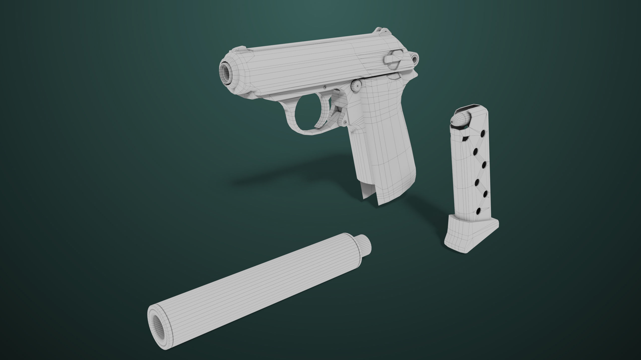 Pistol 05 Black Generic All PBR Unity UE Textures Included Low-poly 3D model_42