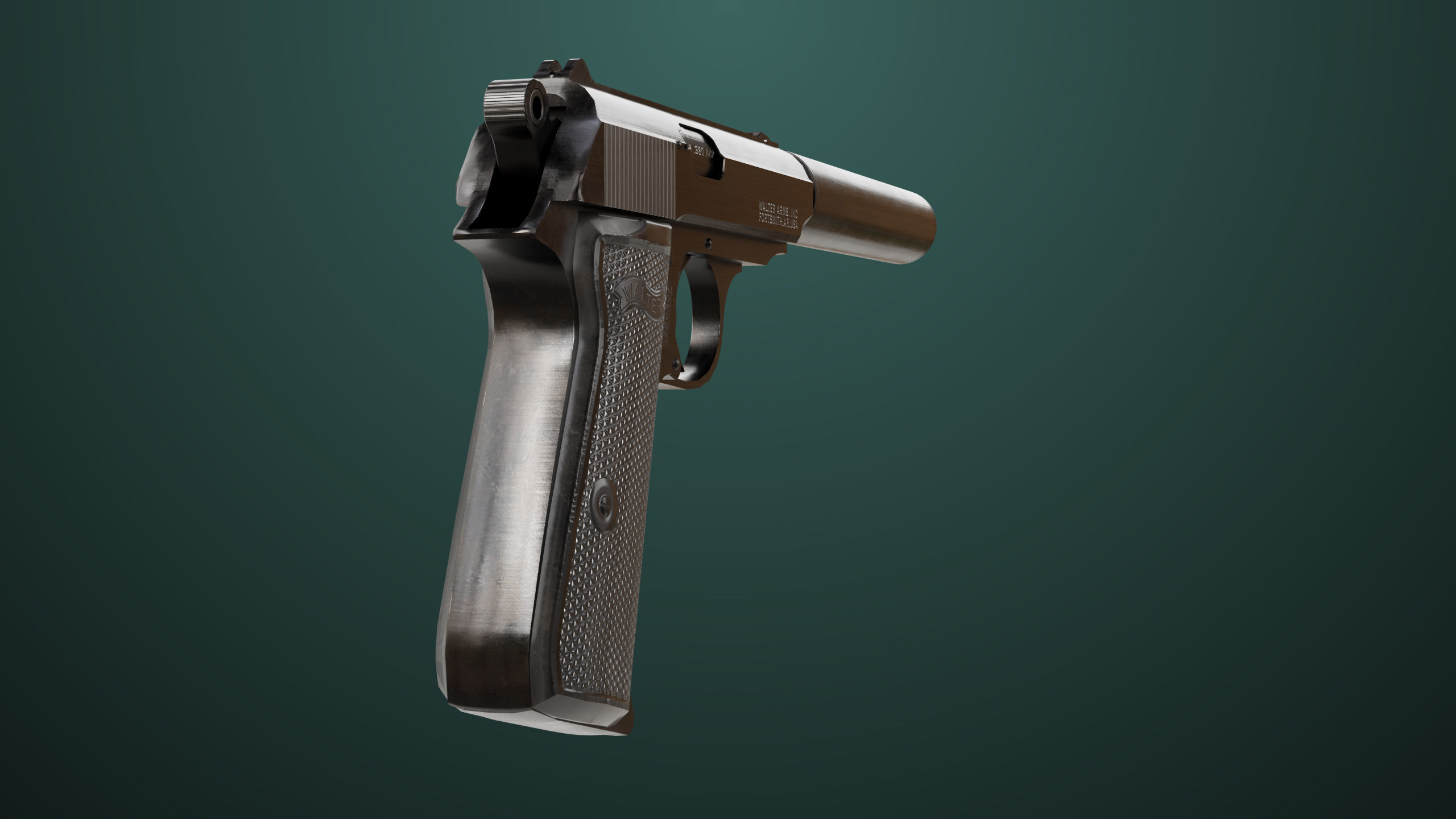 Pistol 05 Black Generic All PBR Unity UE Textures Included Low-poly 3D model_13