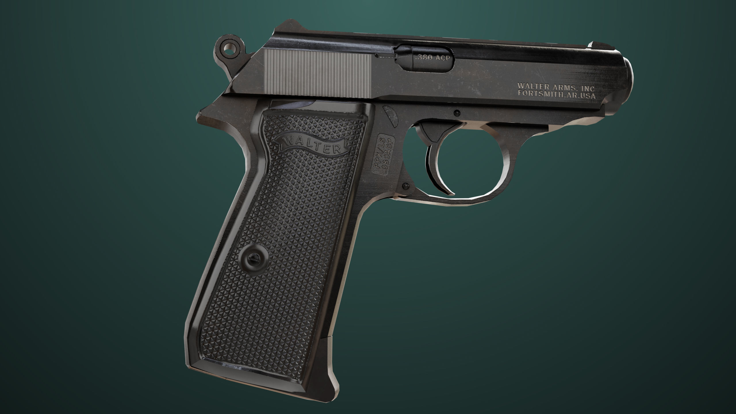 Pistol 05 Black Generic All PBR Unity UE Textures Included Low-poly 3D model_23