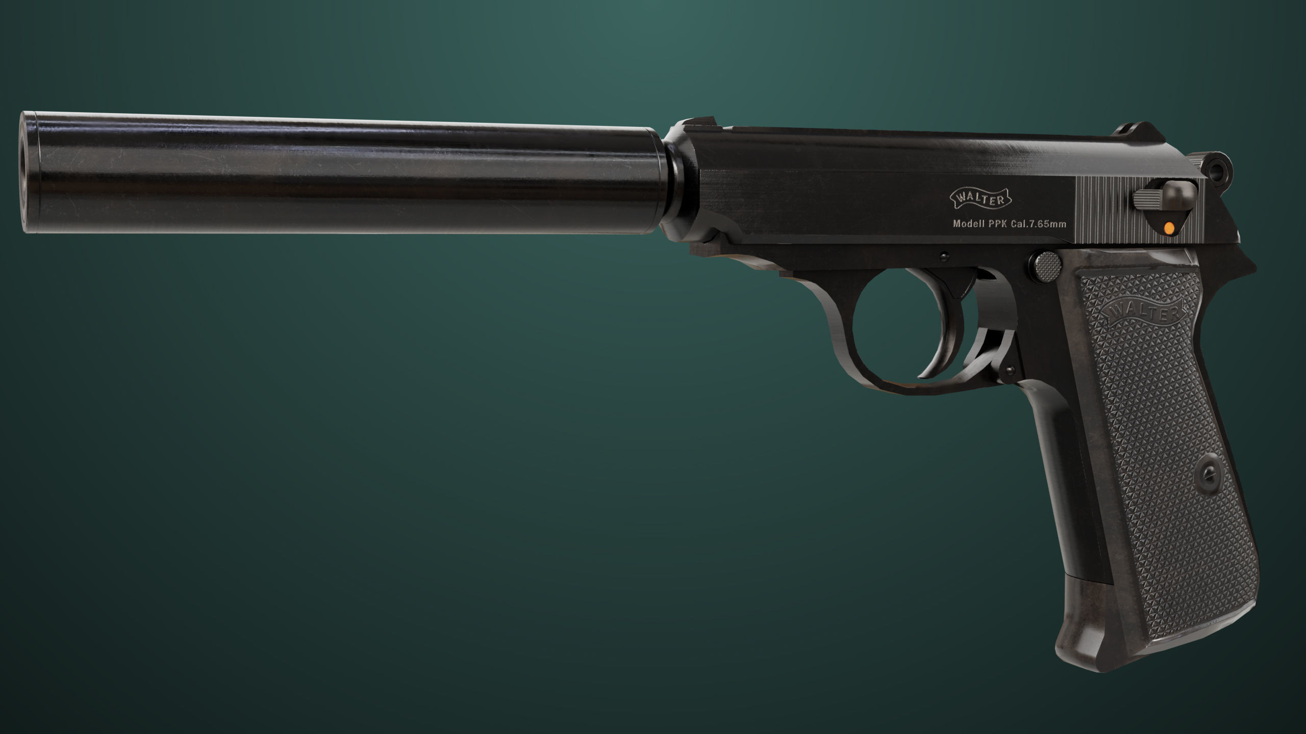 Pistol 05 Black Generic All PBR Unity UE Textures Included Low-poly 3D model_16