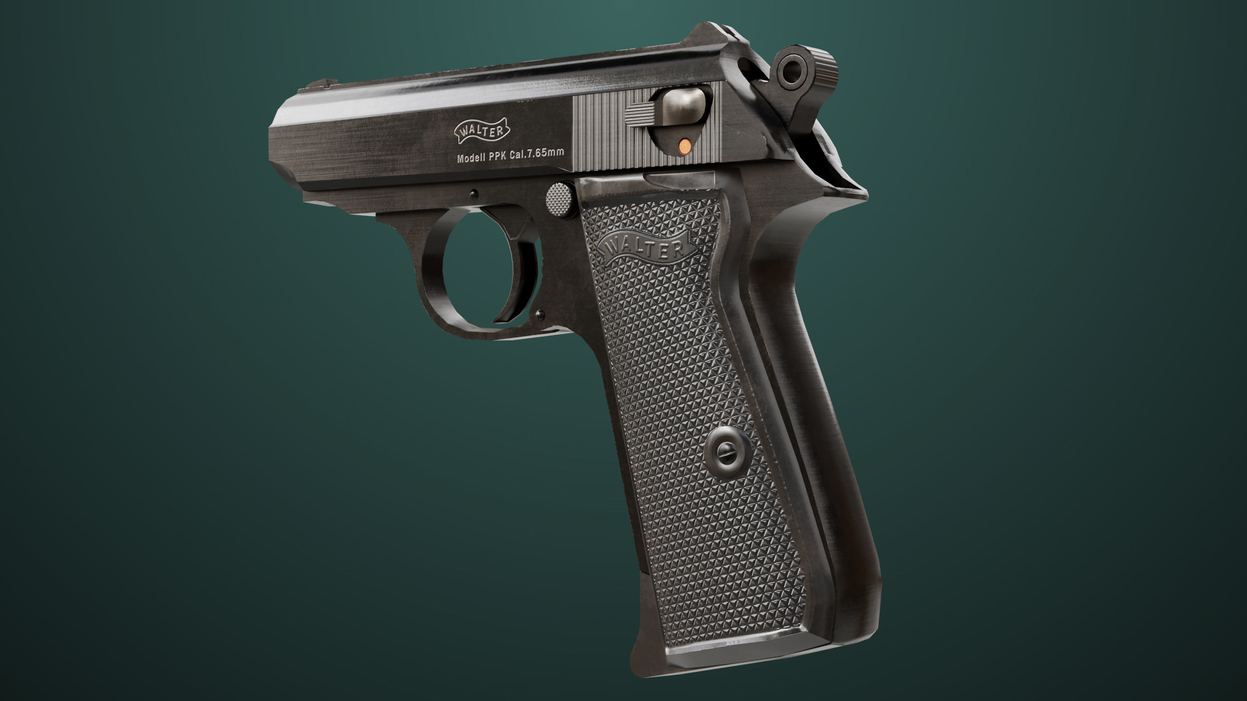 Pistol 05 Black Generic All PBR Unity UE Textures Included Low-poly 3D model_8