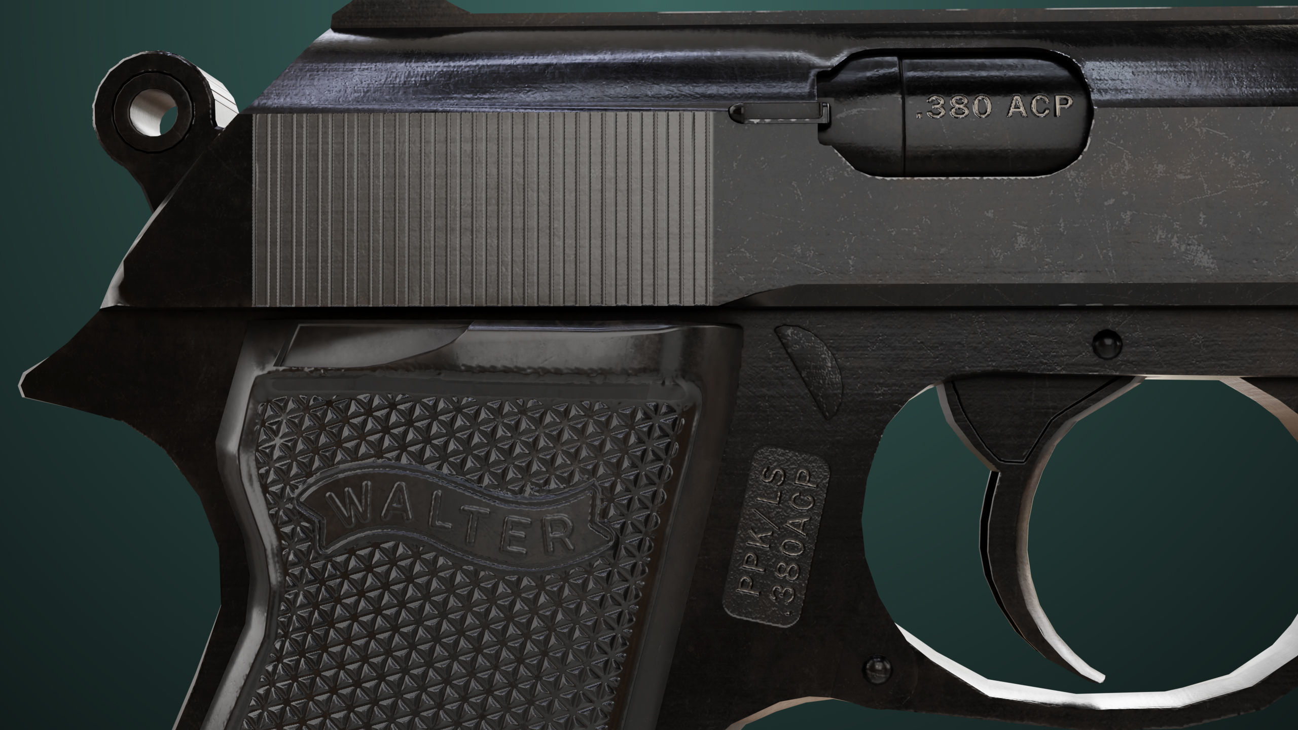 Pistol 05 Black Generic All PBR Unity UE Textures Included Low-poly 3D model_22