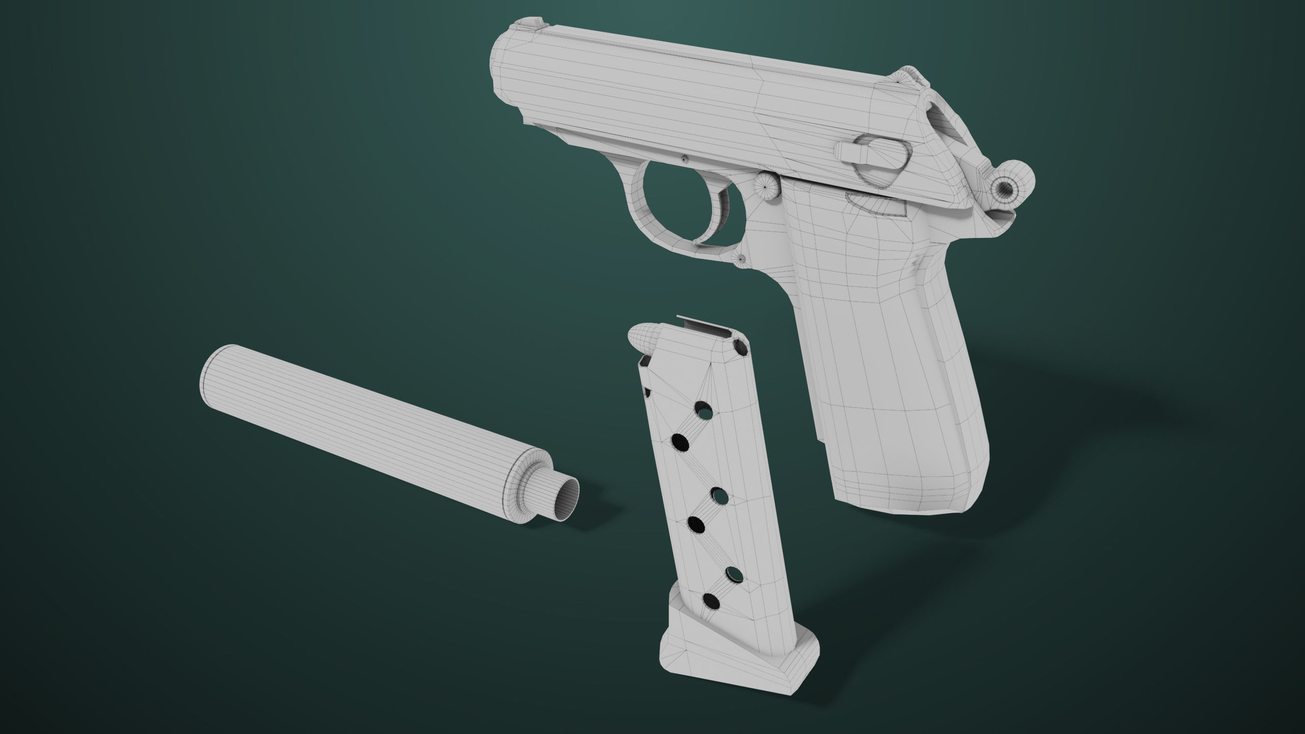 Pistol 05 Black Generic All PBR Unity UE Textures Included Low-poly 3D model_32