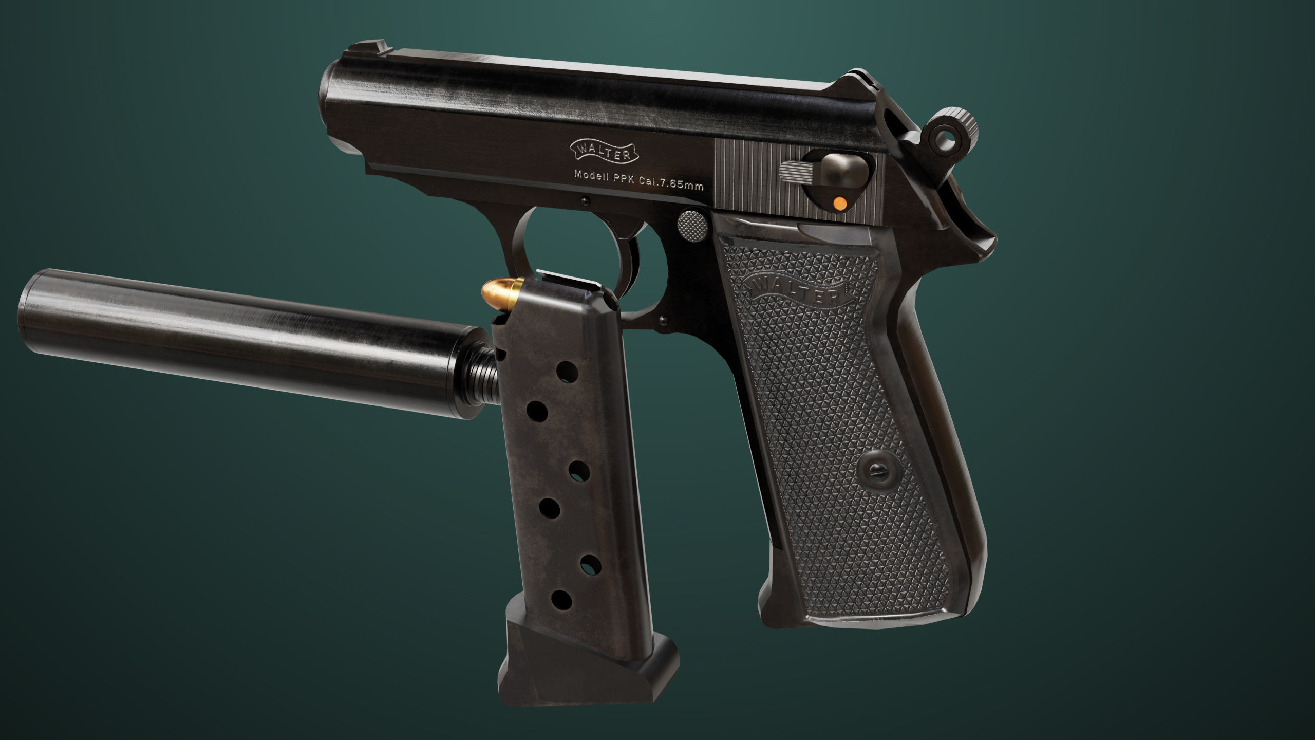 Pistol 05 Black Generic All PBR Unity UE Textures Included Low-poly 3D model_2
