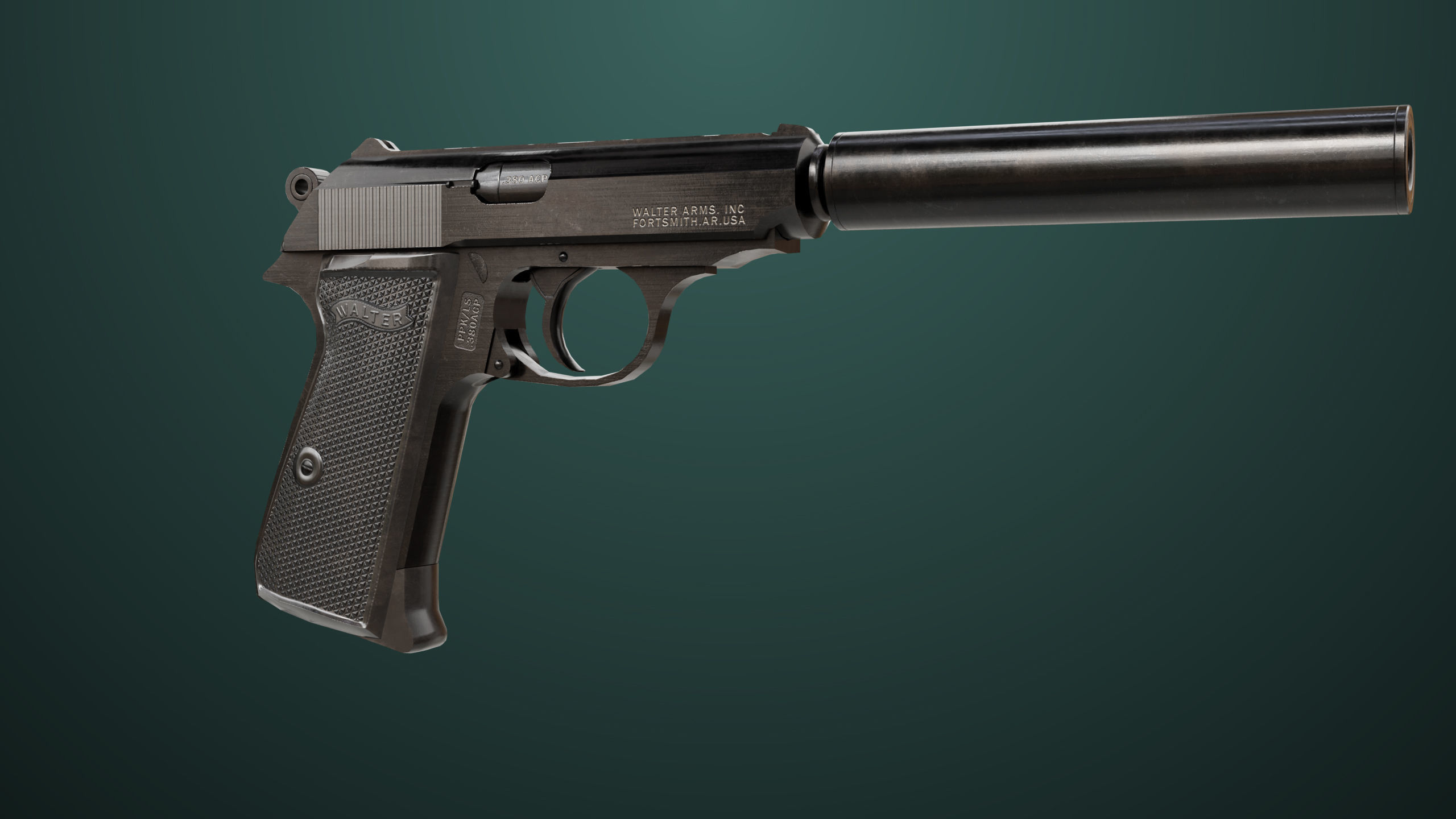 Pistol 05 Black Generic All PBR Unity UE Textures Included Low-poly 3D model_9