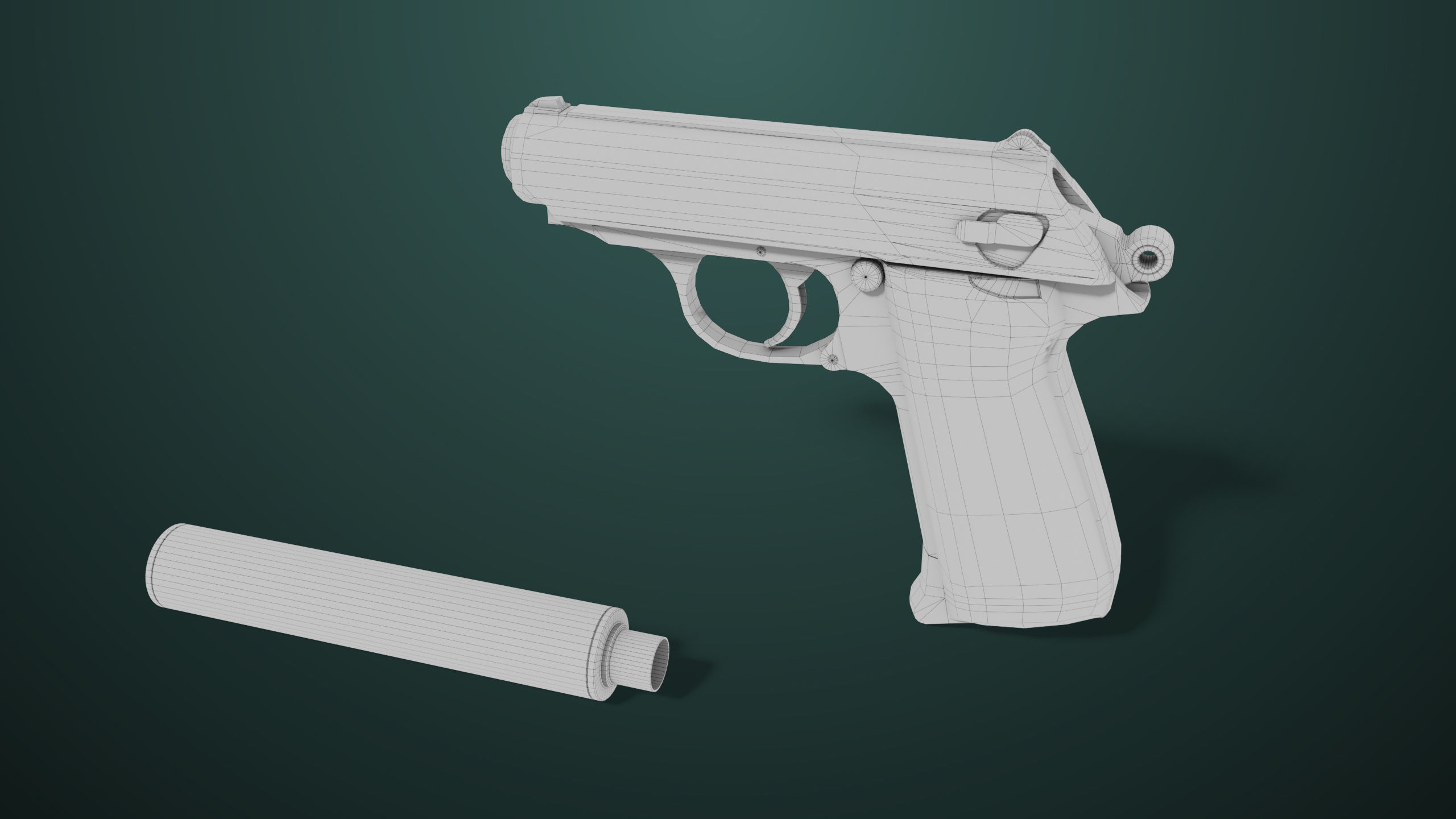 Pistol 05 Black Generic All PBR Unity UE Textures Included Low-poly 3D model_39