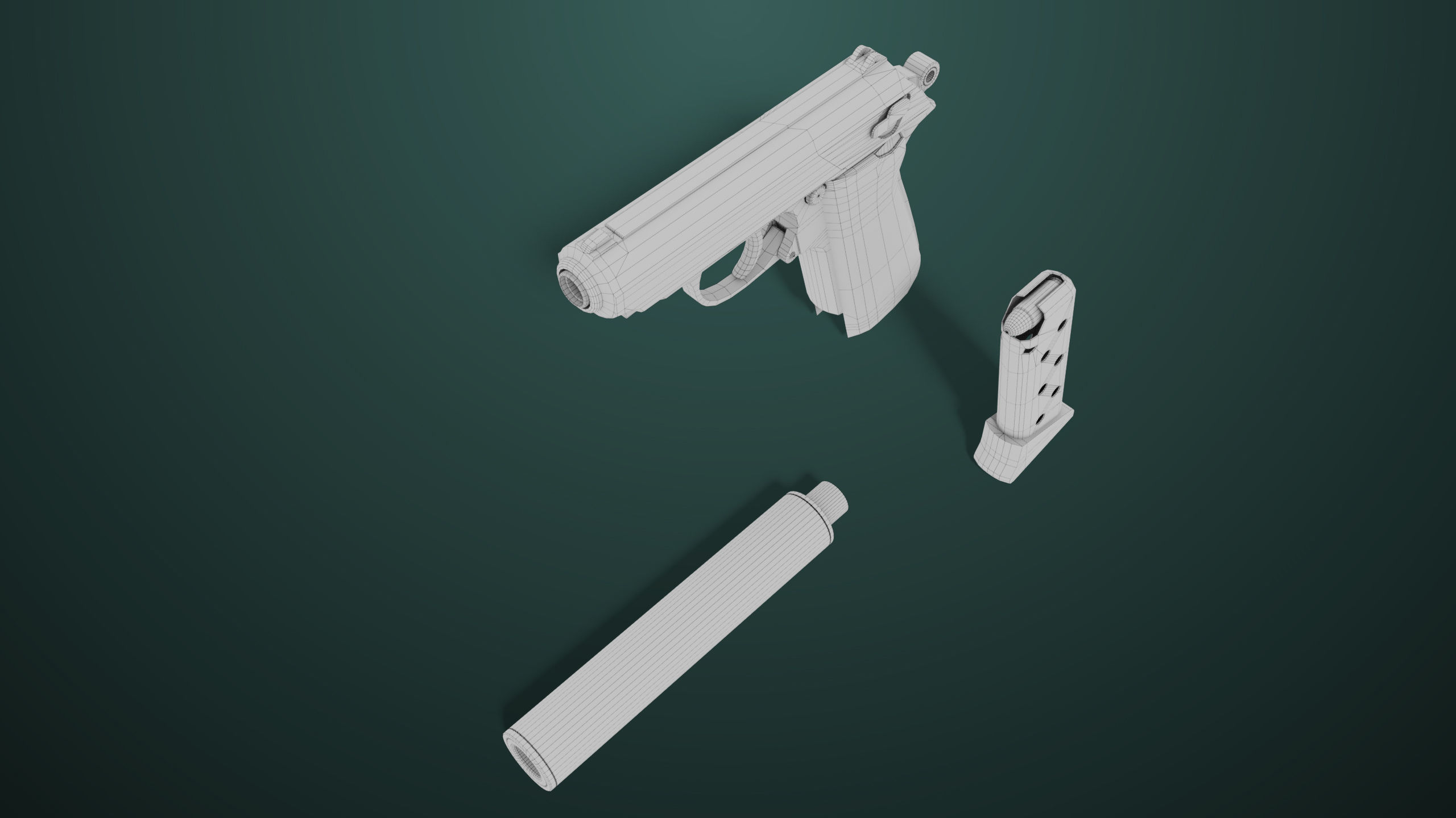 Pistol 05 Black Generic All PBR Unity UE Textures Included Low-poly 3D model_54