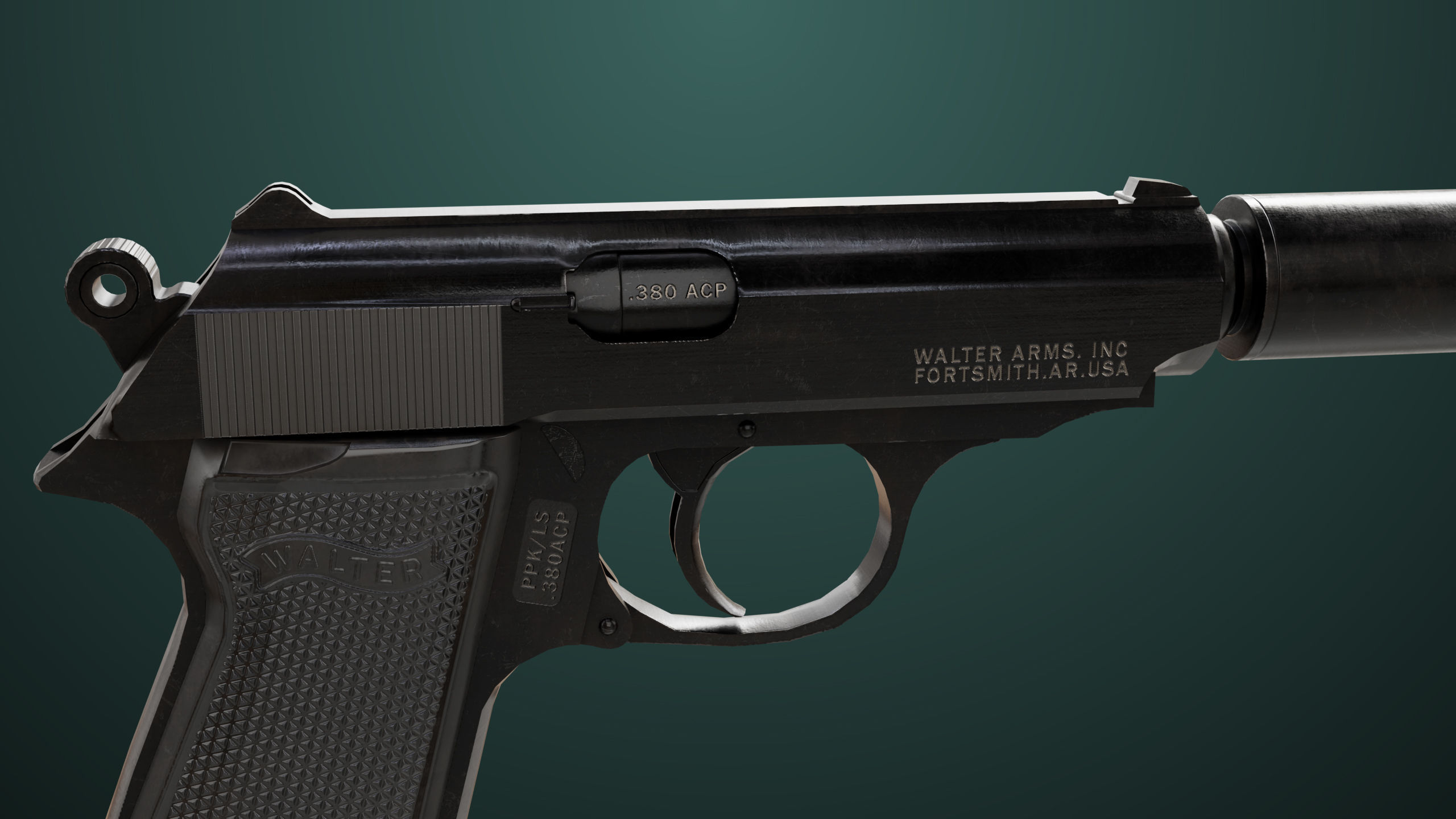 Pistol 05 Black Generic All PBR Unity UE Textures Included Low-poly 3D model_17