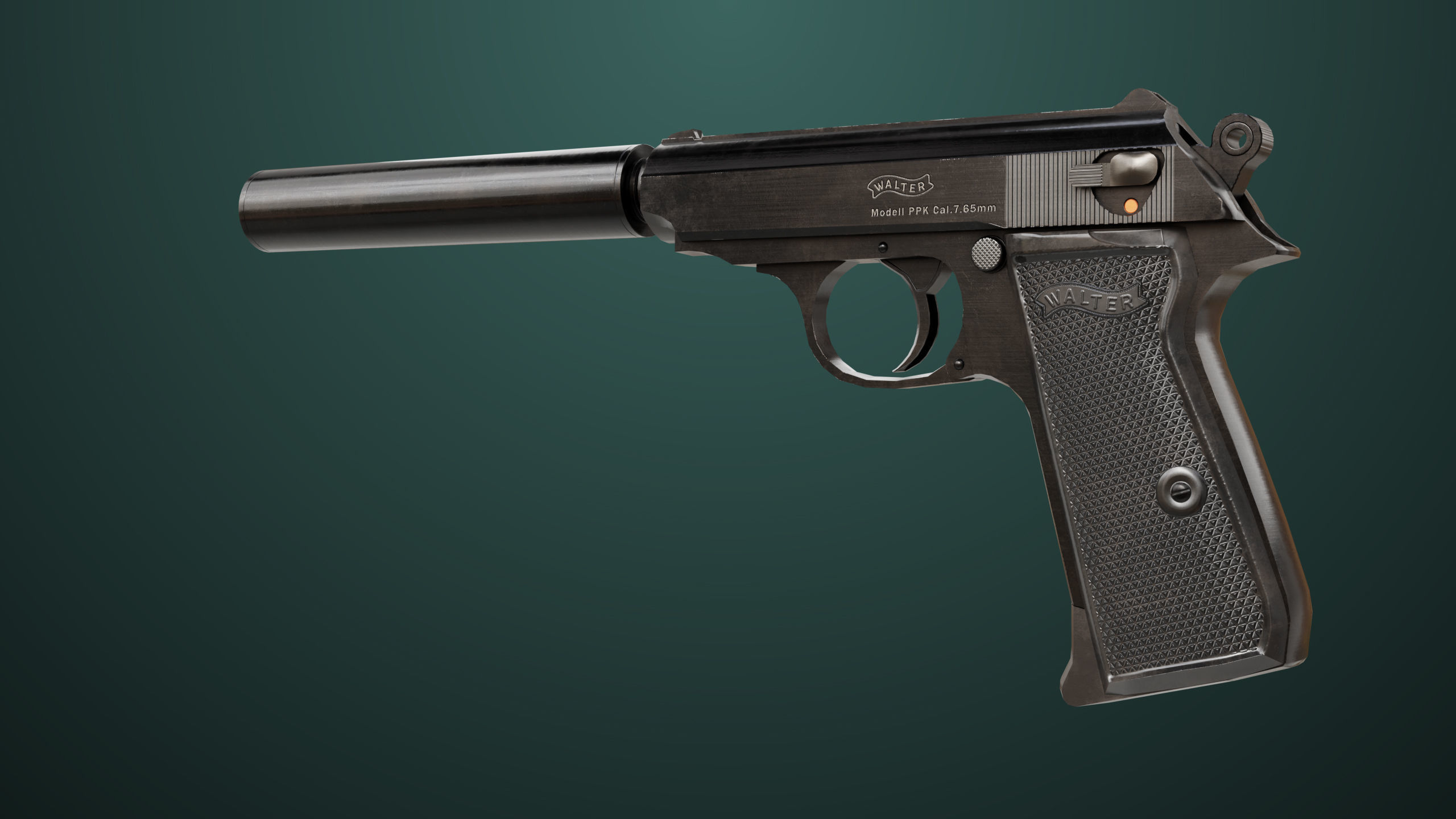 Pistol 05 Black Generic All PBR Unity UE Textures Included Low-poly 3D model_15