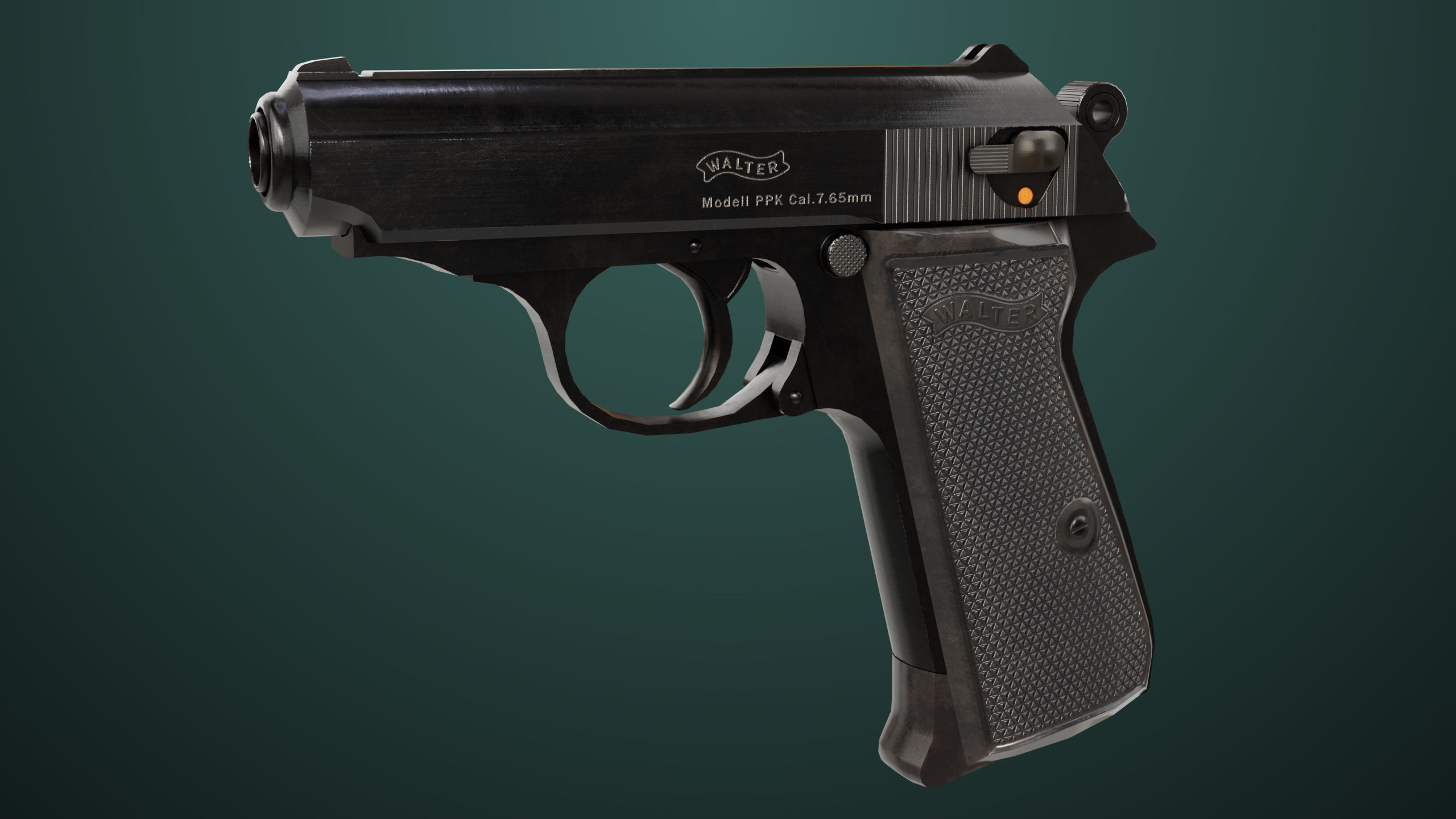 Pistol 05 Black Generic All PBR Unity UE Textures Included Low-poly 3D model_4