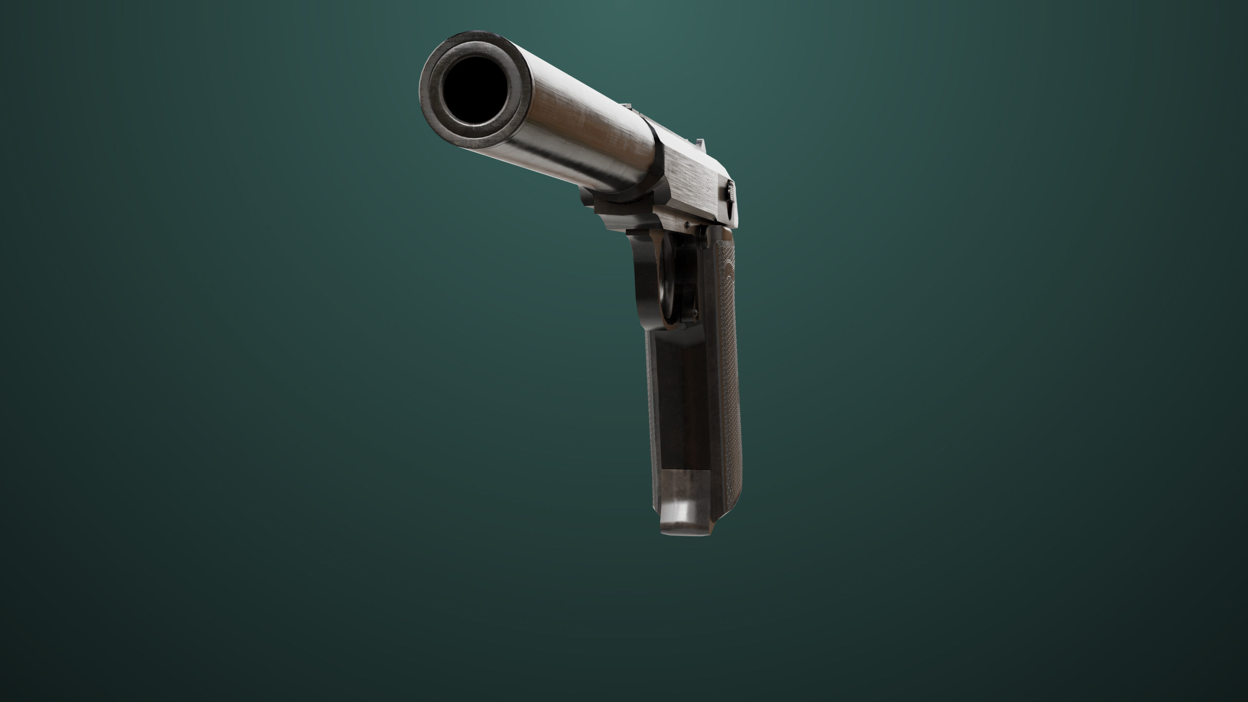 Pistol 05 Black Generic All PBR Unity UE Textures Included Low-poly 3D model_7