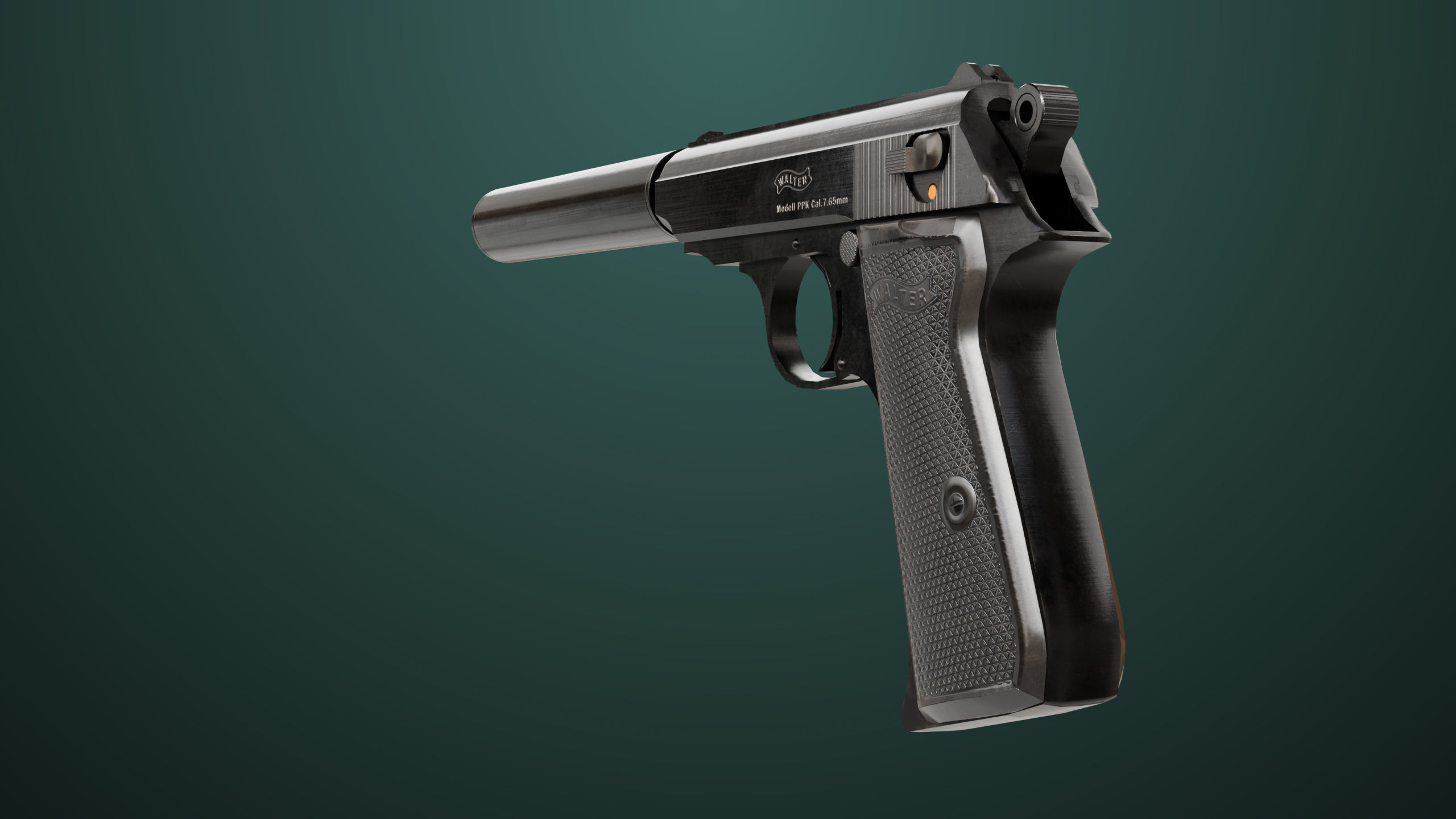 Pistol 05 Black Generic All PBR Unity UE Textures Included Low-poly 3D model_14
