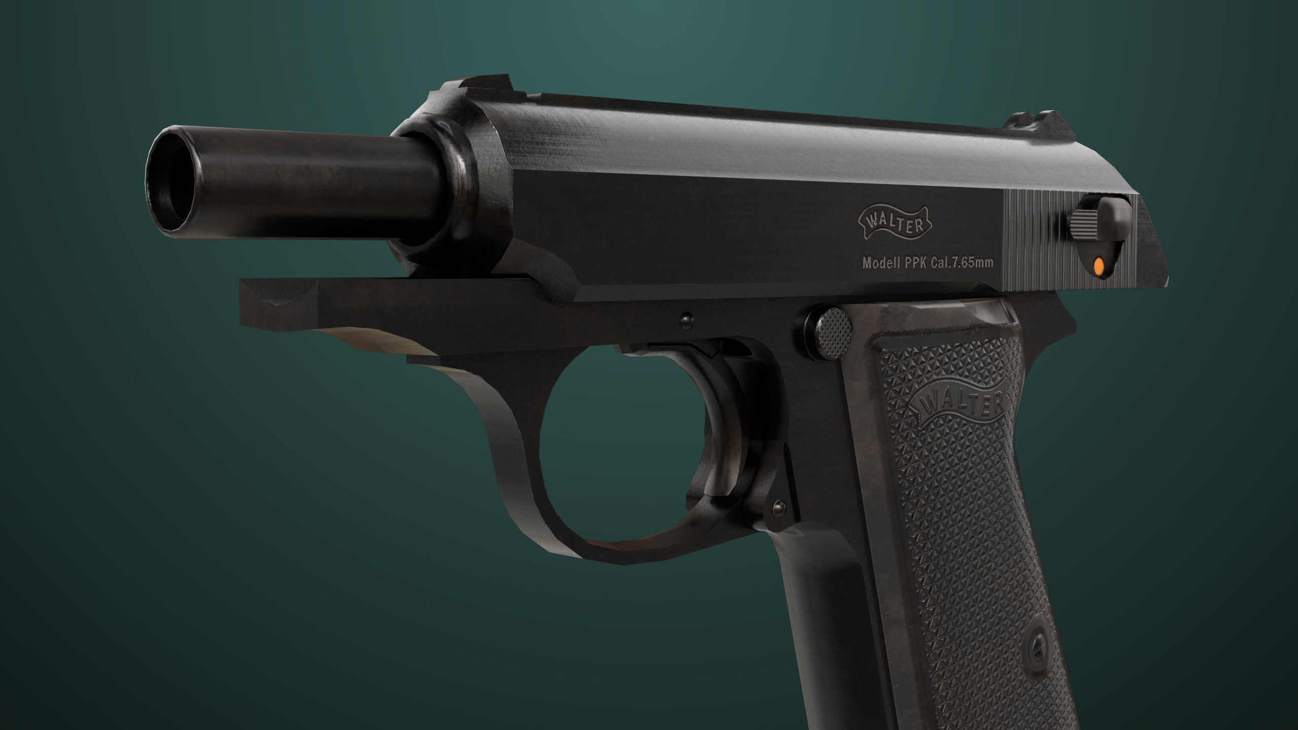 Pistol 05 Black Generic All PBR Unity UE Textures Included Low-poly 3D model_5
