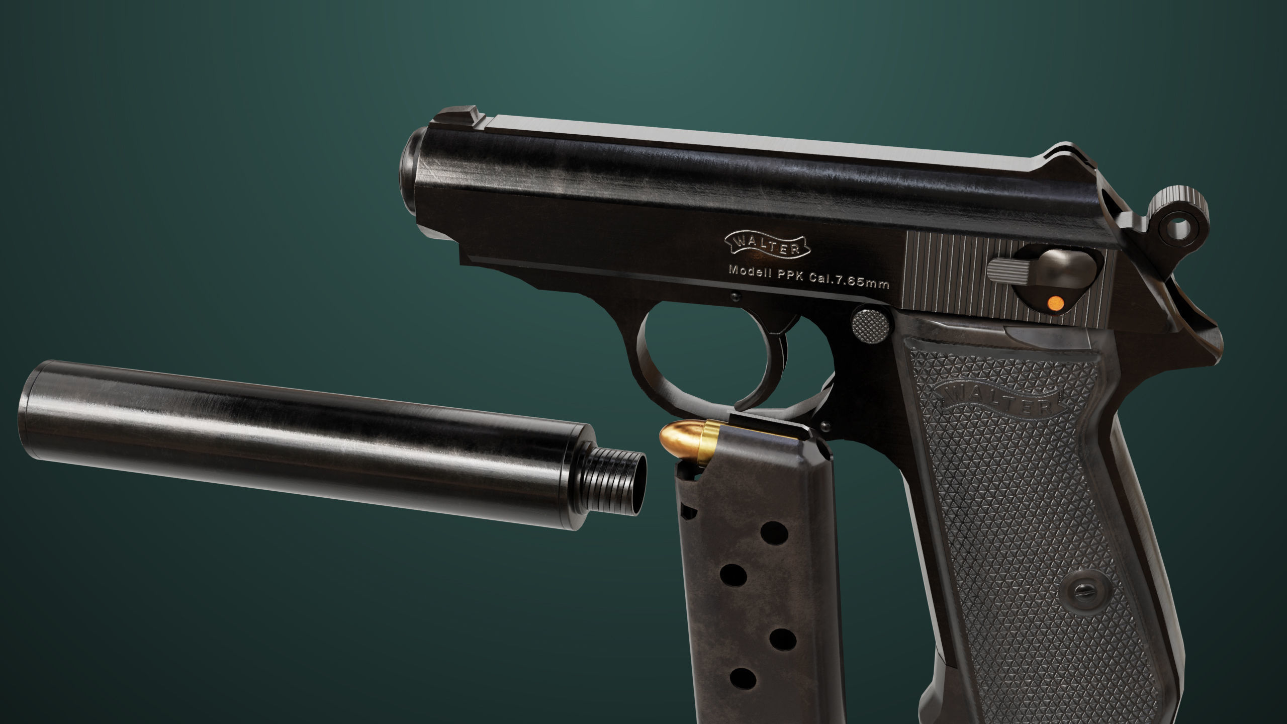 Pistol 05 Black Generic All PBR Unity UE Textures Included Low-poly 3D model_26