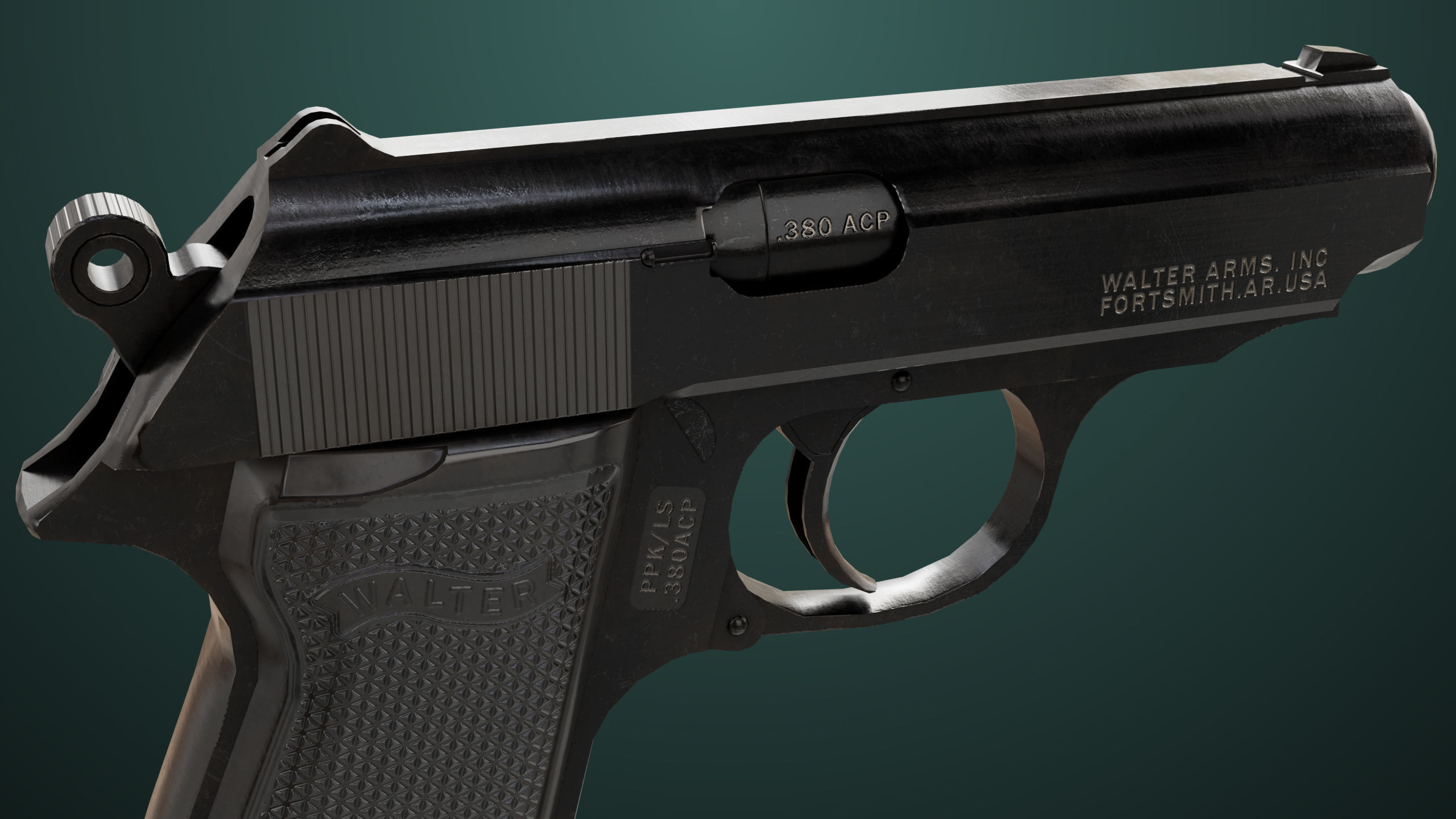 Pistol 05 Black Generic All PBR Unity UE Textures Included Low-poly 3D model_21