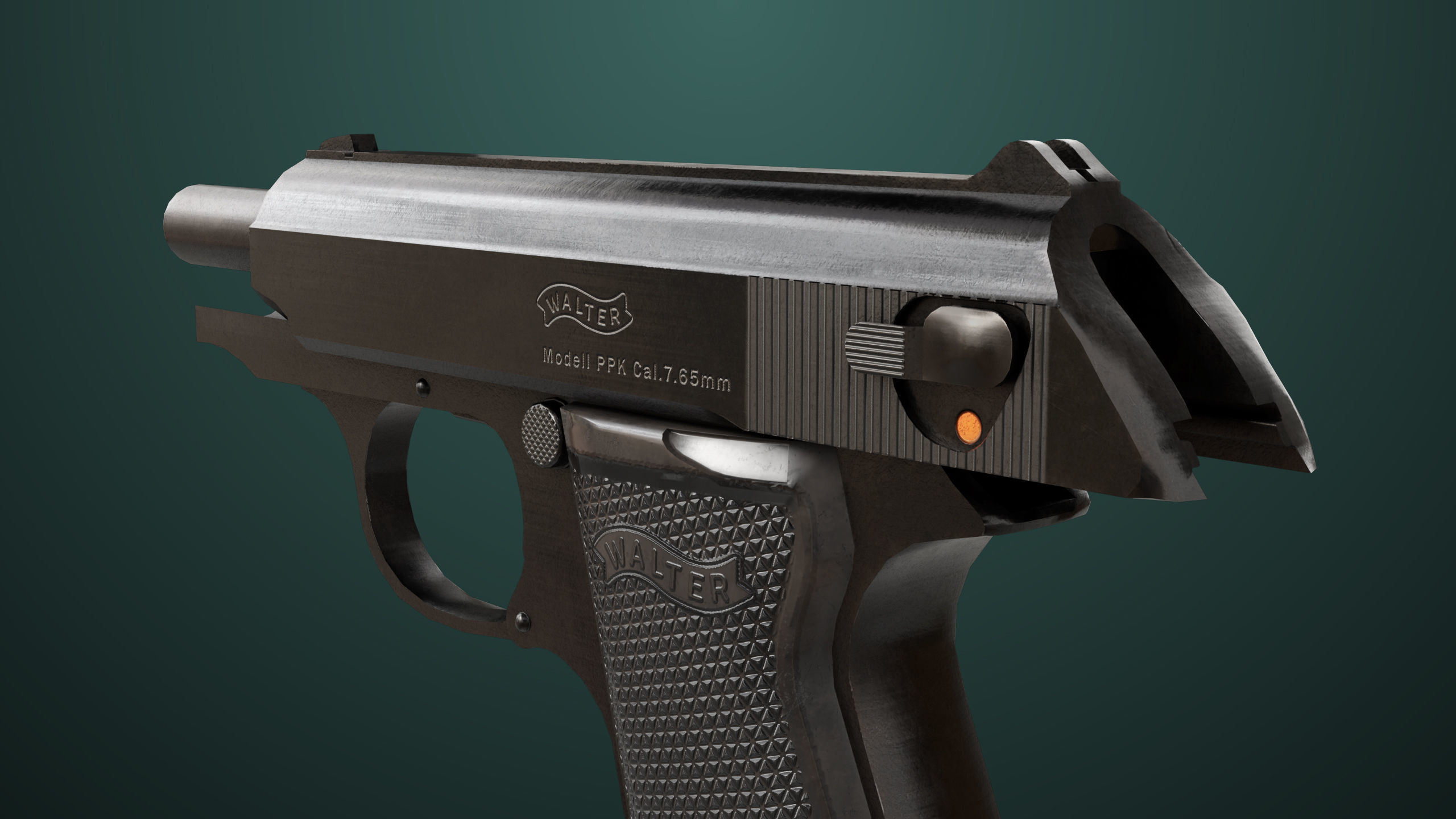 Pistol 05 Black Generic All PBR Unity UE Textures Included Low-poly 3D model_6