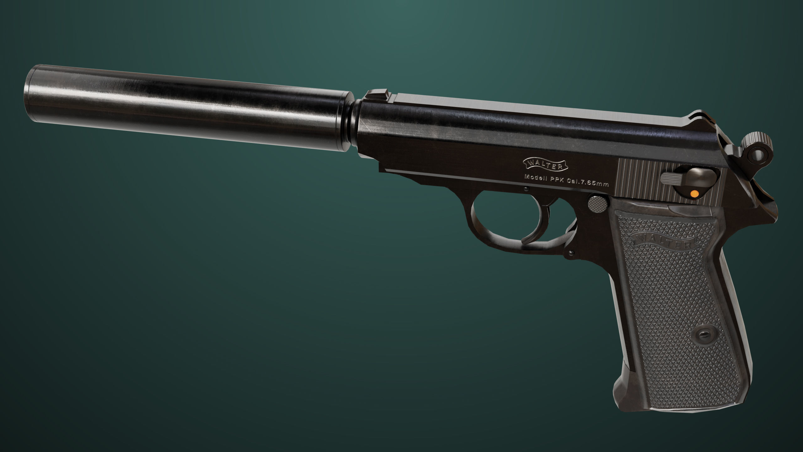 Pistol 05 Black Generic All PBR Unity UE Textures Included Low-poly 3D model_18
