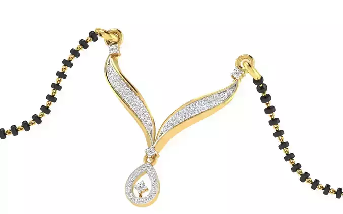 light weight yellow gold  diamond pendent -EZ T-24