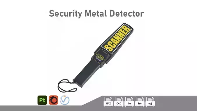 Handheld Security Metal Detector Low-poly 3D model