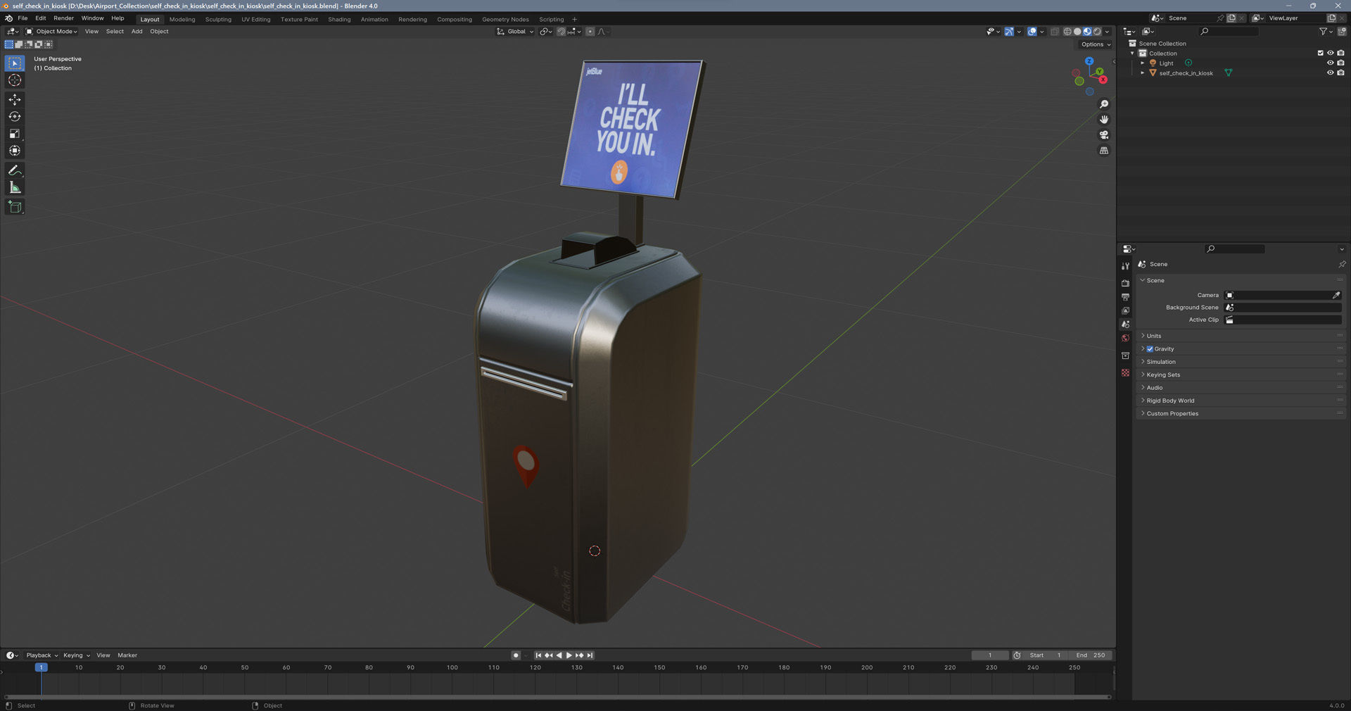 Self-checkin Kiosk Low-poly 3D model_12