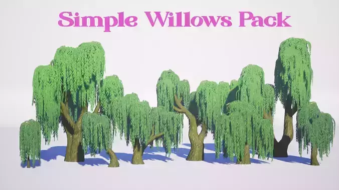 Simple Willows Pack Low-poly 3D model