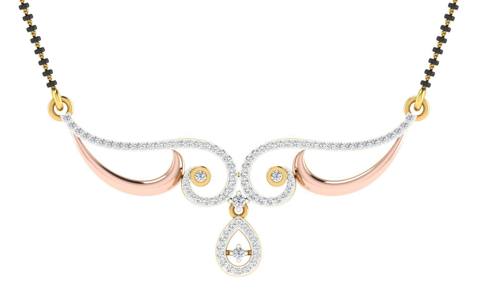 light weight yellow gold diamond pendent -EZ T-31 3D print model_2