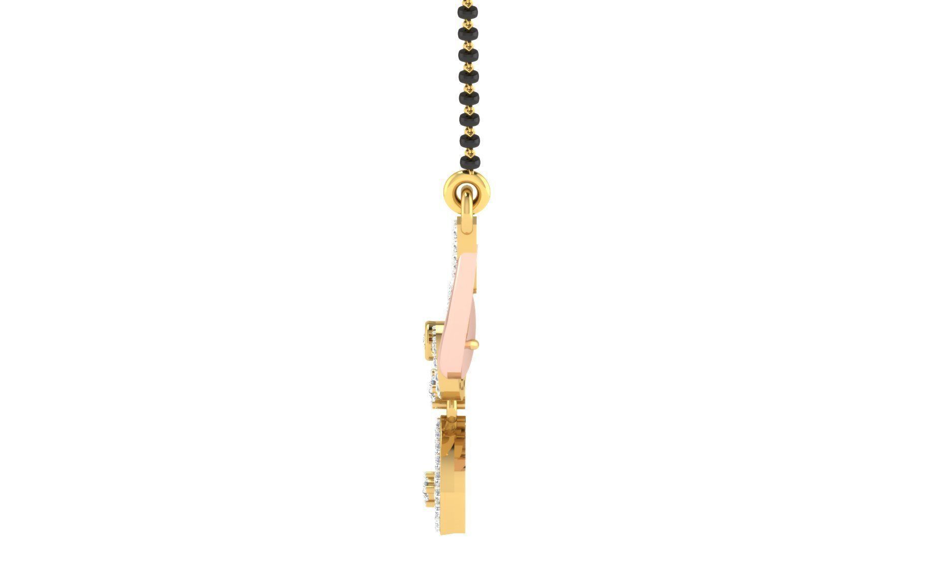 light weight yellow gold diamond pendent -EZ T-31 3D print model_4