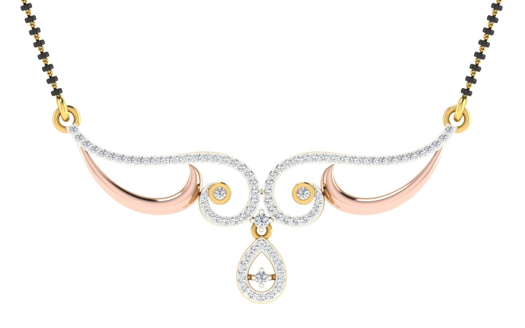 light weight yellow gold diamond pendent -EZ T-31 3D print model_3