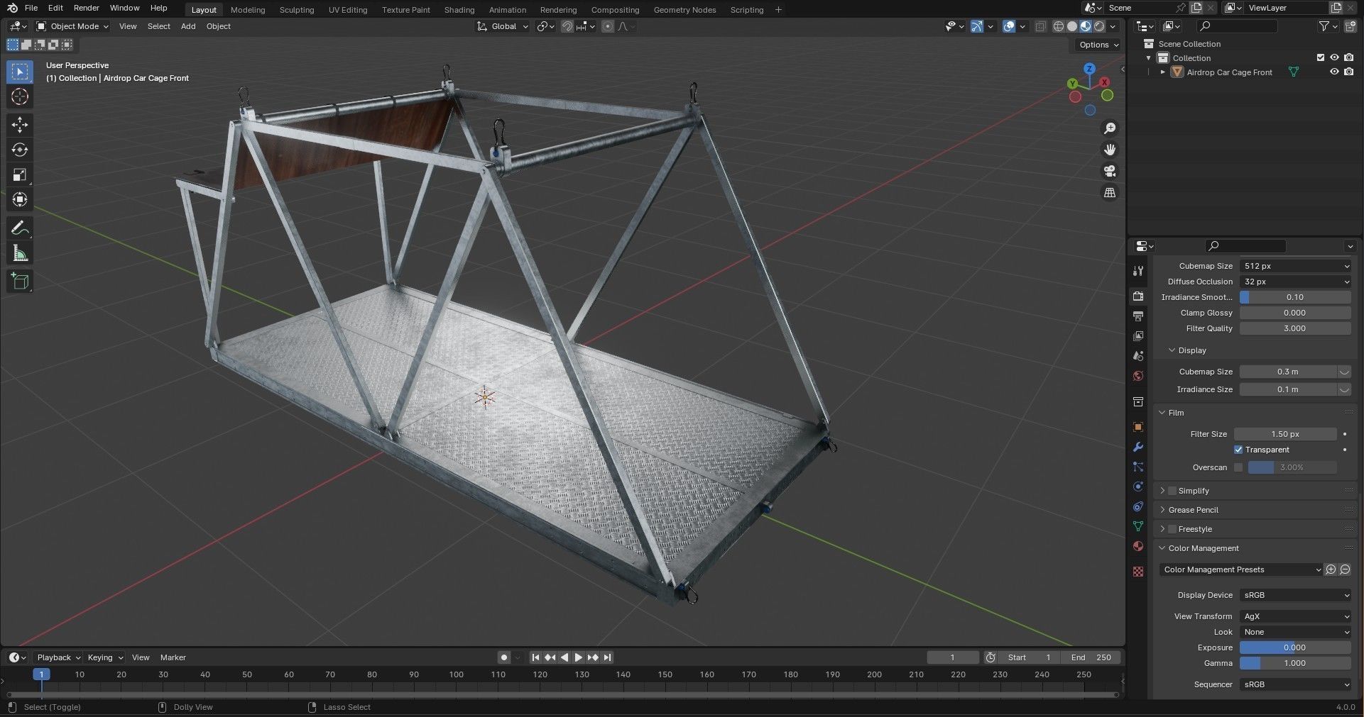 Airdrop Vehicle Cage Low-poly 3D model_17