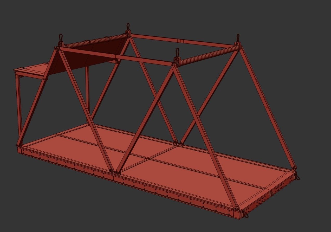 Airdrop Vehicle Cage Low-poly 3D model_13