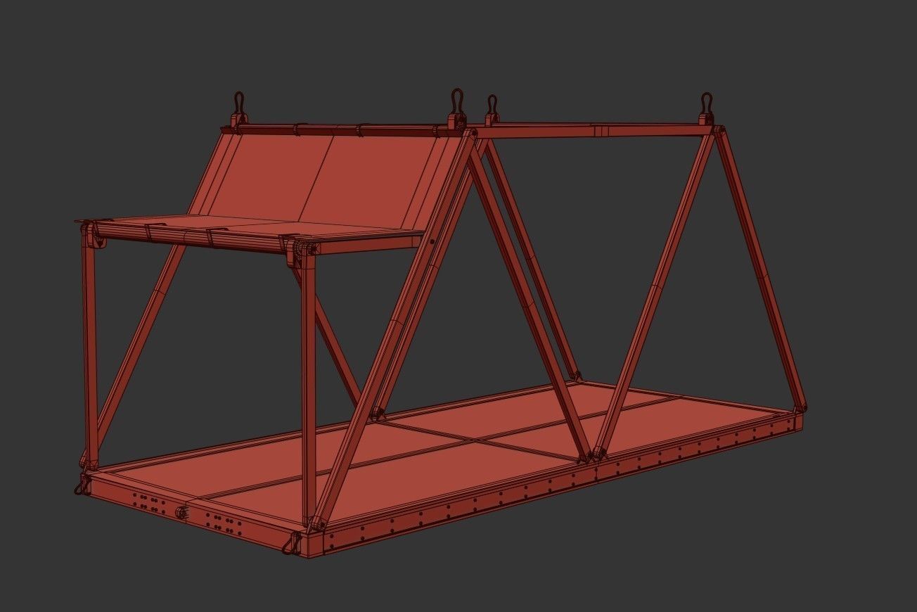 Airdrop Vehicle Cage Low-poly 3D model_14