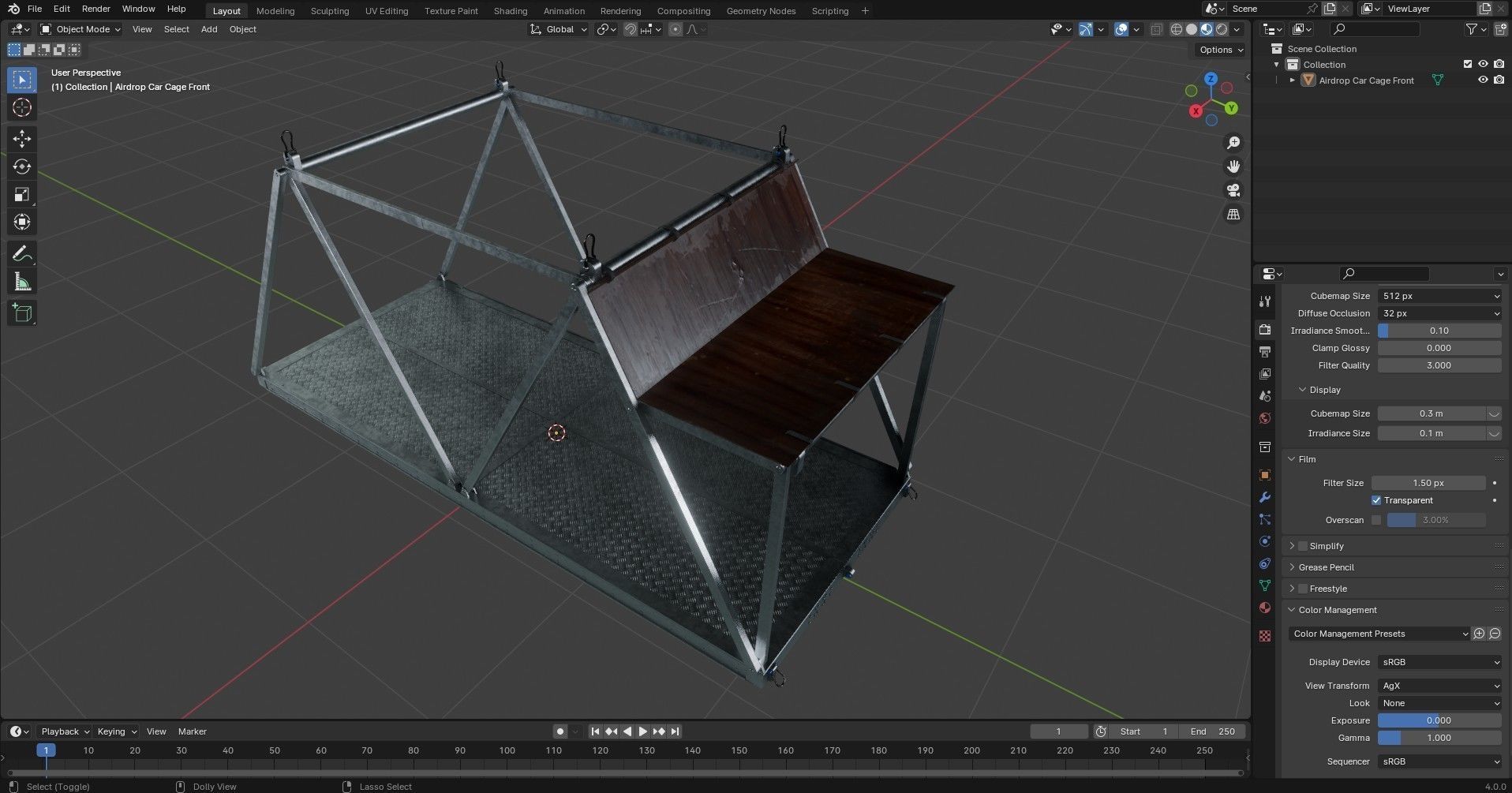 Airdrop Vehicle Cage Low-poly 3D model_16