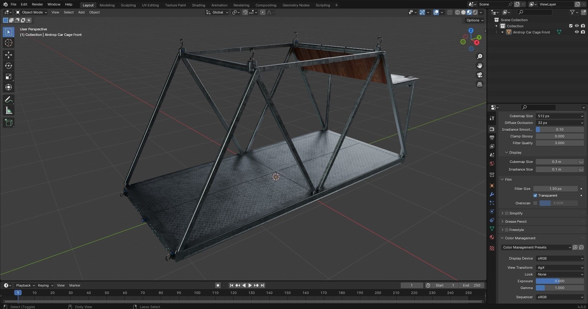 Airdrop Vehicle Cage Low-poly 3D model_15