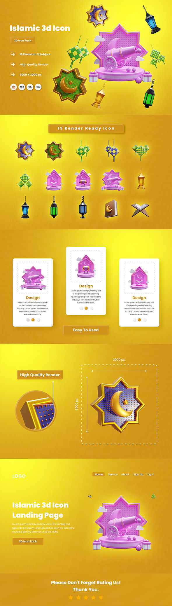 Islamic 3d Illustration  Icon Pack 3D model_5