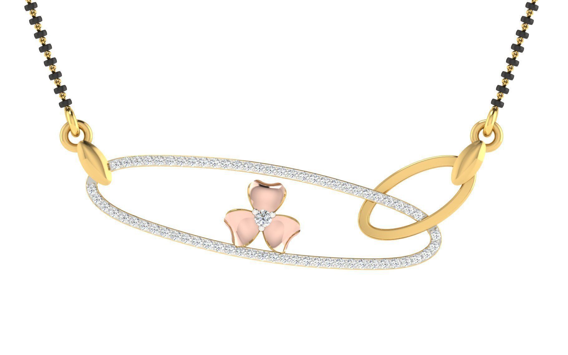 light weight yellow gold diamond pendent -EZ T-37 3D print model_2