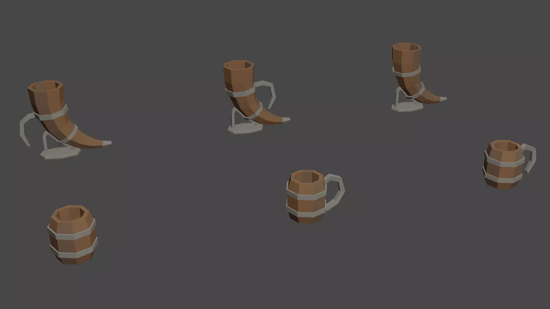 Tavern Mugs Set Low-Poly Low-poly 3D model_0