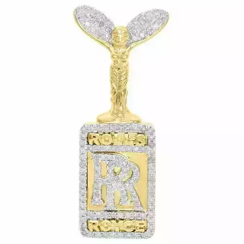 Diamond Rolls Royce Logo Pendant Mens