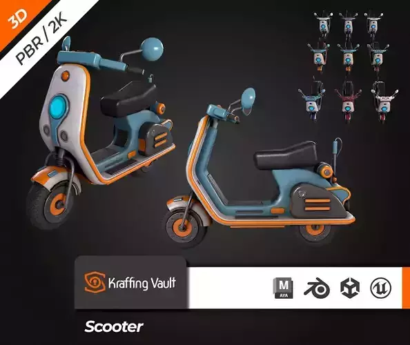 Scooter  Low-poly 3D model