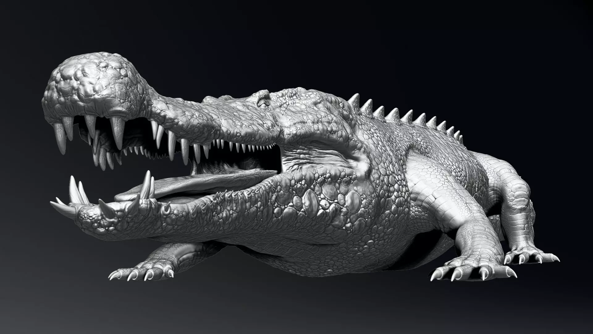Dinosaur Deinosuchus Riograndensis Sculpt Project 3D model_0