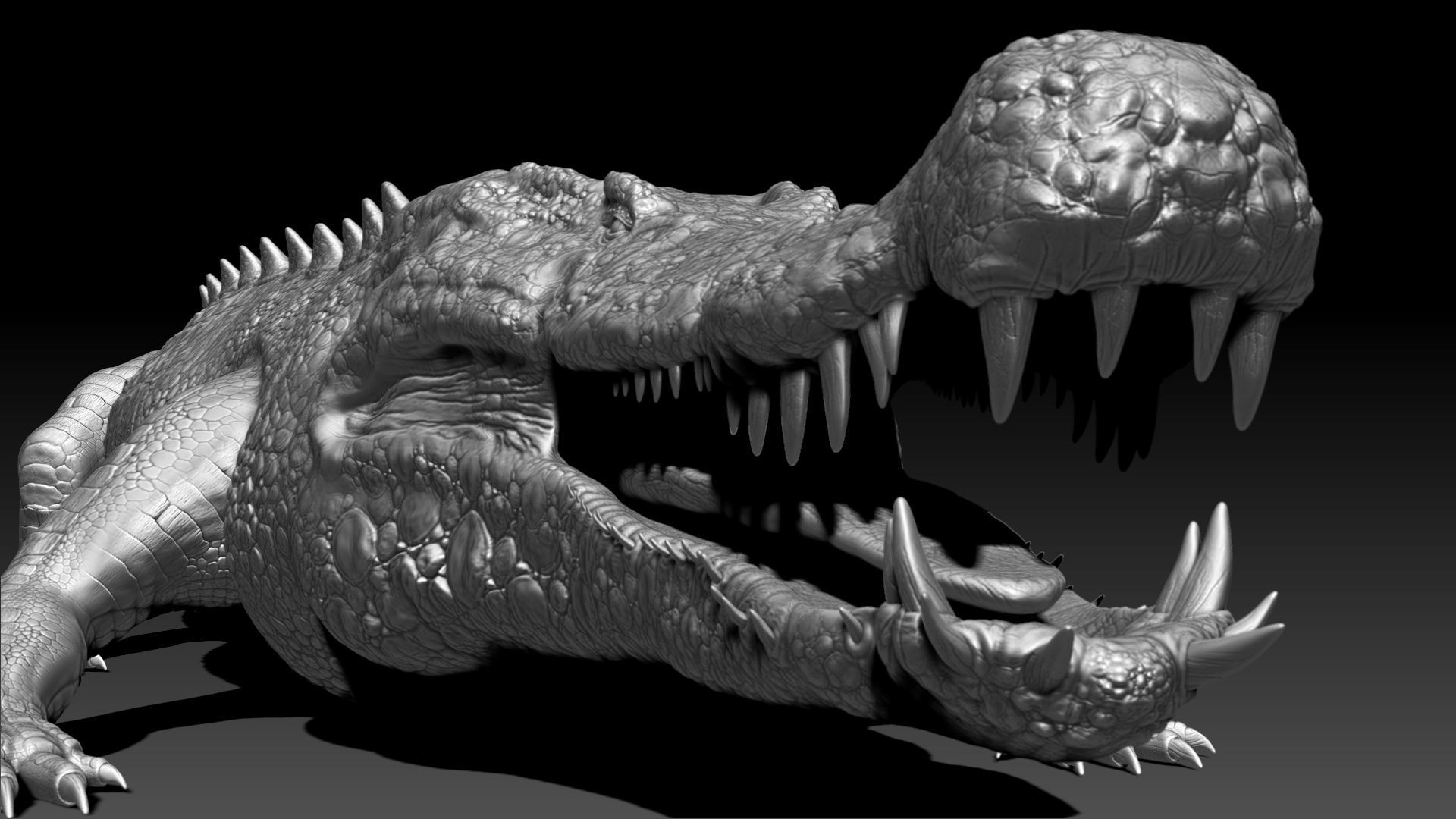Dinosaur Deinosuchus Riograndensis Sculpt Project 3D model_7