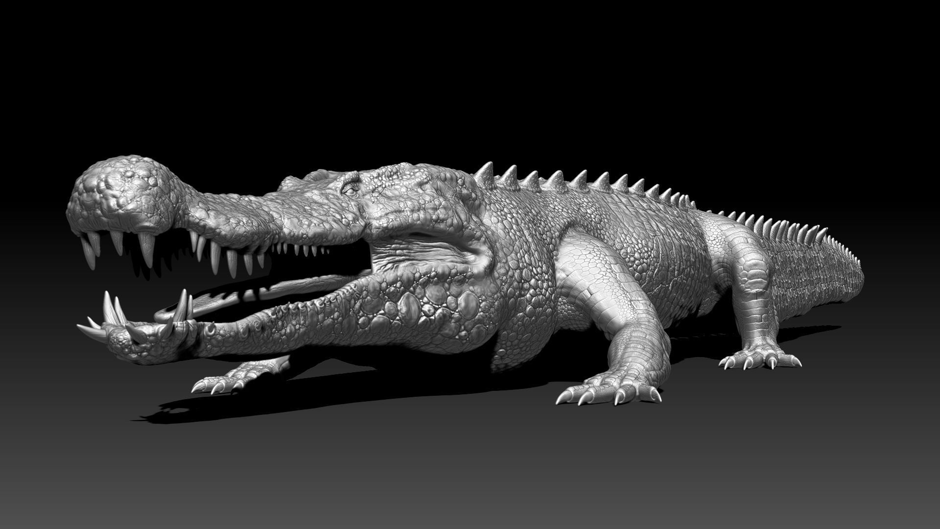Dinosaur Deinosuchus Riograndensis Sculpt Project 3D model_5