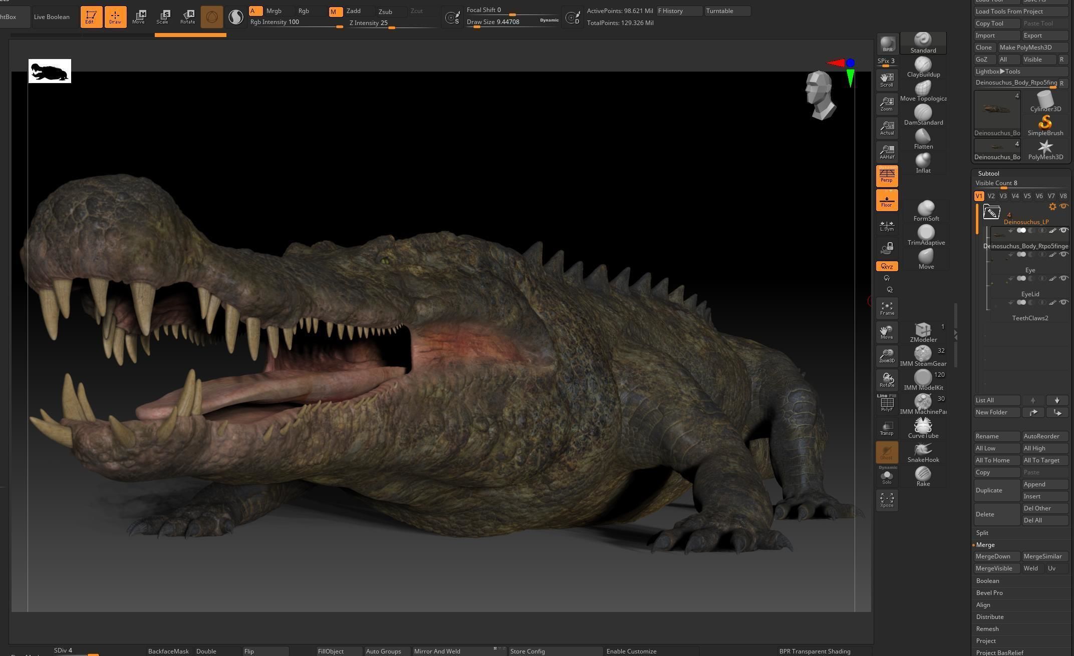Dinosaur Deinosuchus Riograndensis Sculpt Project 3D model_4