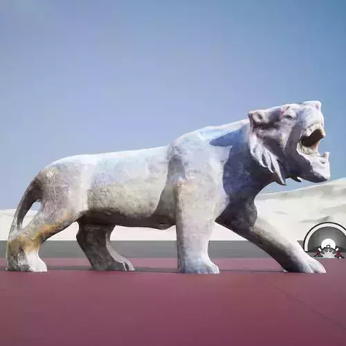 Roaring Tiger Idol Marble -3D Model - idol-sculpture