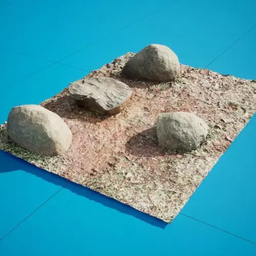 3d Model of a Outdoor Sitting Arrangement - 4 stones 3D model