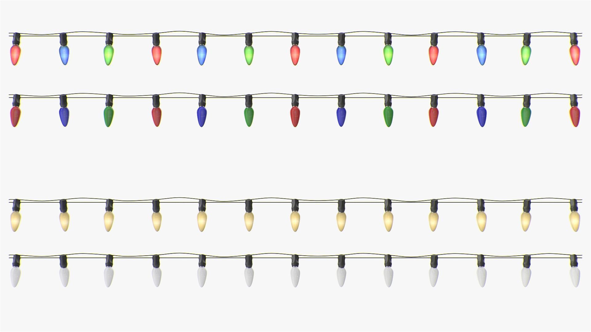 Stringed Lightbulbs pack 3D model_13