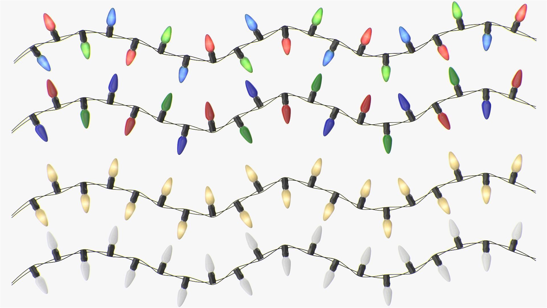 Stringed Lightbulbs pack 3D model_14